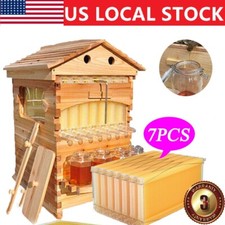 7Pcs Auto Seeping Honey Hive Beehive Frames + Beekeeping Cedarwood House Boxes picture
