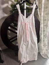VTG 70s Barbizon White Cotton Nightgown Lace Embroidered Slip Dress Coquette L picture
