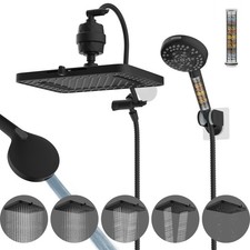 Upgraded 13'' Dual Filtered Rainfall Shower Head Combo with Handheld Spray Black picture