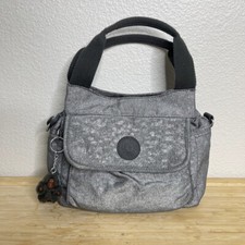Kipling Shoulder Bag Nylon Silver Grey Felix Small Double Handle Handbag Purse picture