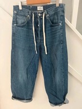 Citizens of Humanity Brynn Wide Jeans Drawstring Denim Trousers Navy Blue 26 picture