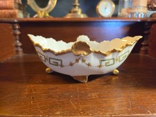 Antique B&H Blakeman Henderson Limoges France Footed Bowl Green Gold c1900 9