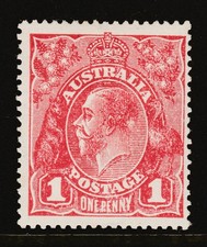 1919 KGV LMW 1d CARMINE-ROSE 