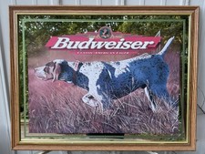 Budweiser King Of Beers 1998 Pointer Hunting Dog Wood Frame Mirror 35 x 27 picture