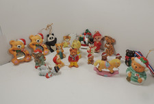 20 Vintage Ceramic Christmas Ornaments Figurines Lot Teddy Bear Snowman Holiday picture