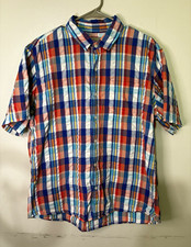 L.L.Bean Men's L Regular Slightly Fitted Organic Cotton Plaid Button-Down SS picture