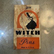 Vintage Rare Witch Steel Straight Sewing Pins No. 17, Made in USA, Original Box picture