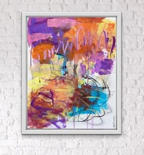 Bold Raw Colorful Urban OOAK painting Contemporary Abstract Art on canvas byKat picture