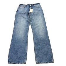 Zara The ZW High Waist Straight Jeans Women Size 8 Blue Denim NWT picture