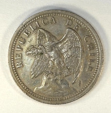 1933 Chile 1 Peso Coin KM# 176.1 picture