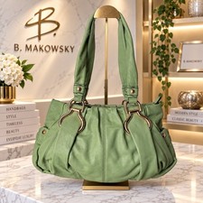 B. Makowsky Sapporo Glove Leather Satchel Lime Green Vintage Y2K NWT picture