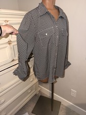 Polka Dot Notations Button Up Shirt Women’s Size XL picture