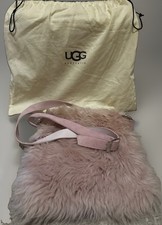 RARE UGG Australia E4216 Pink Shearling Suede Crossbody Bag NWT Neiman Marcus picture