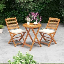 3PCS Folding Acacia Wood Bistro Set Patio Conversation Set w/ Cushions picture