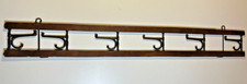 Antique Victorian Wood & Metal Coat Hat Scarf Rack 6 Swivel Folding Hooks 30