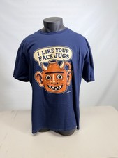 Handmade Pottery Face Jug T Shirt, Fun Graphic Tee, Navy Blue, Jugs NC, Georgia picture