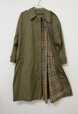 Vintage Burberry Coat Mens XL Green Long Trench Wool Liner Nova Check Plaid picture