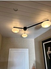 Mid Century Vintage Lelli Style Italian Brass Ceiling Dining Bedroom 3 Lights picture