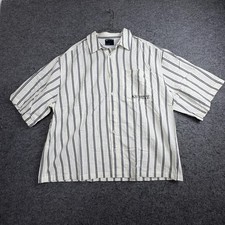 ASOS Design Boxy Archive Shirt Mens Large White Stripe Short Sleeve Button Up picture