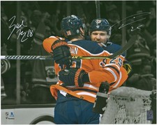 Zach Hyman and Leon Draisaitl Edmonton Oilers Signed 16x20 Photo picture
