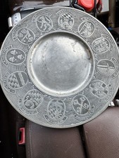 Vintage West German Pewter Plate City Crests Regensburg 1950s MCM picture