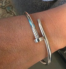 Fashion Nova Silver Nail Cuff Bangle Bracelet NWT Keep Nailing It OS picture