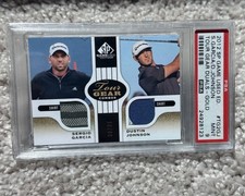 2012 SP Game Used Tour Gear Duals Gold Dustin Johnson Sergio Garcia PSA 9 POP 3 picture