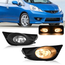 Pair Fog Lights W/Halogen Bulbs & Black Bezel Trim For Honda Fit 2009 2010 2011 picture