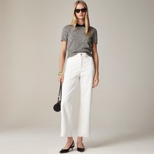 NWT J. CREW '96 Slim Wide Jeans Retro Raw Hems Solid White Preppy Frayed 31 picture