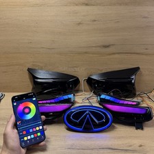 🟢14-17 INFINITI Q50 RGB LED Sequential Signal SMOKED & FRONT EMBLEM GLOSS BLACK picture