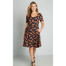 ModCloth Butterfly Dress Fit Flare Whimsigoth Cottagecore Fairycore Women's M picture
