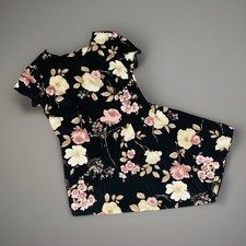 Vintage Studio Ease Sz 12 Black Rose & Cream Floral Zip Maxi Shift Summer Dress picture