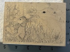 Bunny Buffet 490J February 2002 Design House Mouse Stampa Rosa Rubber Stamp HTF picture