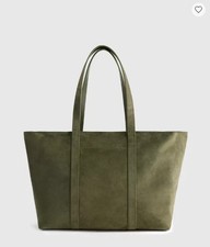 NWT QUINCE ITALIAN SUEDE LEATHER EVERYDAY TOTE OLIVE SHOULDER BAG $188 picture