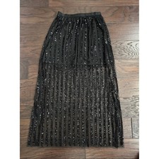Black Sequin Stripe Mini/Maxi Skirt - Women's XS  Elegant Evening Skirt picture