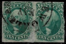 USA Stamps 1855 / 10 c Washington ☀ Scott 15 pair picture