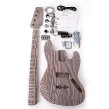 Zebrawood DIY J Bass Guitar Kit 4 String Unfinished Electric Bass Build Kit with picture