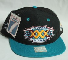 Logo 7 Super Bowl XXX 1996 Steelers Cowboys Snapback Hat Black/Teal Cap Vintage picture