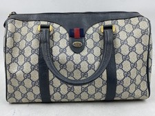 Vintage 80s Gucci Accessory Collection Navy GG Canvas Speedy Satchel Bag picture