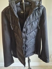 DKNY Women's Black Quilted Puffer Jacket with Hood, Size Small 0153 picture