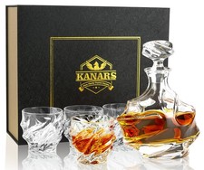 KANARS Crystal Whiskey Decanter Set w/ Old Fashioned Rock Glasses Gift picture