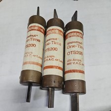3 Pack Gould Shawmut OTS200 200A 600Vac Class K5 Fuse One-Time Fuse Lot of 3 picture