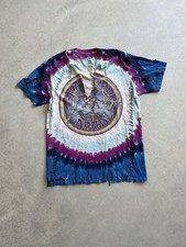 Grateful Dead Tie-Dye Skeleton Graphic Distressed Holes T-Shirt Blue Purple xl picture