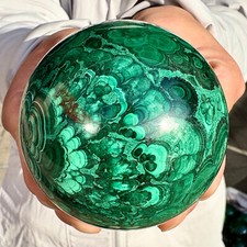 1.93LB Rare Natural Malachite quartz hand Carved sphere Crystal Healing picture