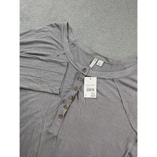Cato Womens Gray Henley Top Long Sleeve Tiered Ruffle Back Tunic Size L NEW picture
