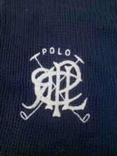 Rare Vintage. NAVY Polo Ralph Lauren Scribble Crest  Cardigan Sweater  SZ.XL picture