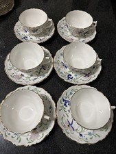 vintage Coalport Bone China cup & saucer #9595 FANFARE England Lot Of 8 picture