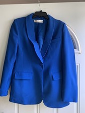 Zara Women's Blue Single-Button Lined Blazer w/ Pockets Short Size M picture