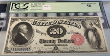 1880 $20 Legal Tender FR-142 Hamilton Graded PCGS 58 - picture