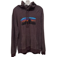 Patagonia Mens Fitz Roy Horizons Organic Cotton Hoodie Brown Heather Pullover L picture